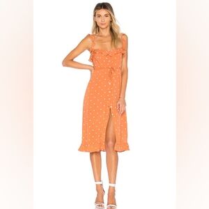 For Love & Lemons Natalia Dot Midi Dress Orange Copper Size Medium